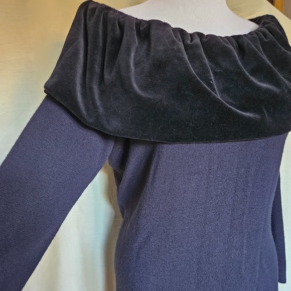 Size L Vintage 1990s Casual Connection Velvet Collar Sweater - Picture 3 of 8